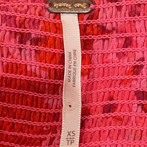 Free People Oh Lala Floral Rosette Crop Top Pink Red Y2K 90’s Valentine’s - Picture 6 of 6